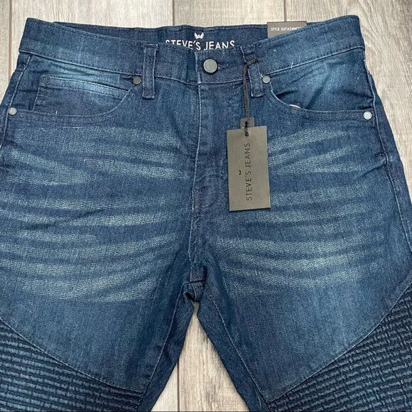 NWT Steve’s Jeans Moto Skinny Jeans Dark Wash Color Is Called Charles Size 16 - Picture 3 of 10